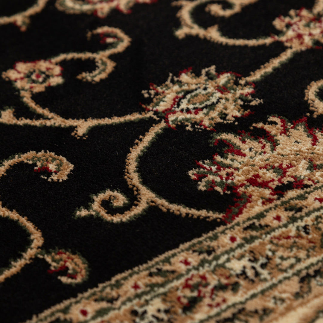 Orientalischer Teppich Wohnzimmer, Schlafzimmer, Esszimmer, Läufer, Flur Boho Teppich Kurzflor Weich 12 mm Carpet Orient - Farbe: Schwarz Verschiedene Größen
