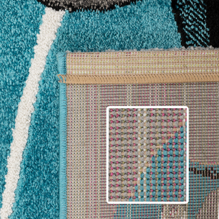 Teppich Kinderzimmer Rennwagen Design Blau Kurzflor Kinderteppich mädchen Spielteppich Modern Design Babyzimmer Teppiche für Junge und Mädchen Extra Weich und Antiallergen