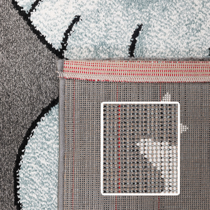 Teppich Kinderzimmer Elefant Design Kurzflor Kinderteppich mädchen Spielteppich Modern Design Babyzimmer Teppiche für Junge und Mädchen Extra Weich und Antiallergen Blau und Grau
