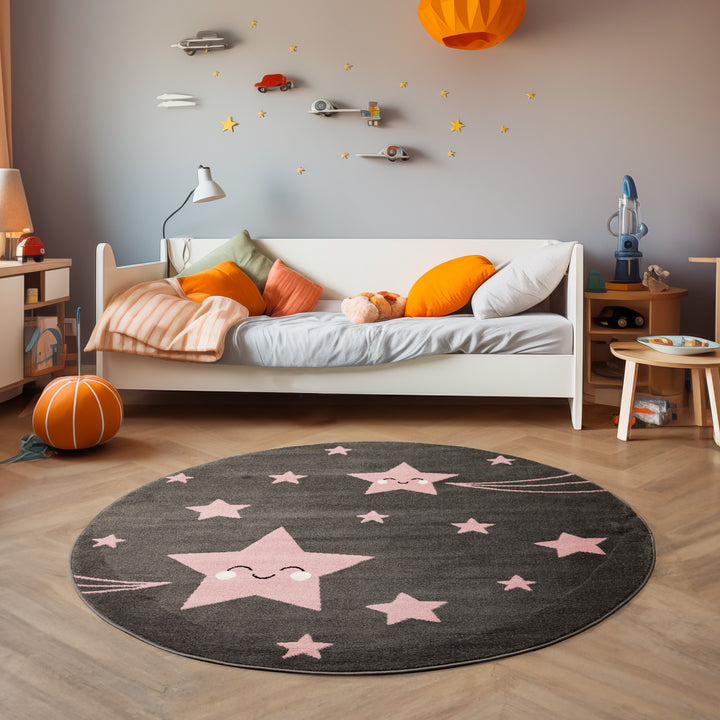 Teppich Kinderzimmer süßes Stern-Design Kurzflor Kinderteppich mädchen Spielteppich Modern Design Babyzimmer Teppiche für Junge und Mädchen Extra Weich und Antiallergen