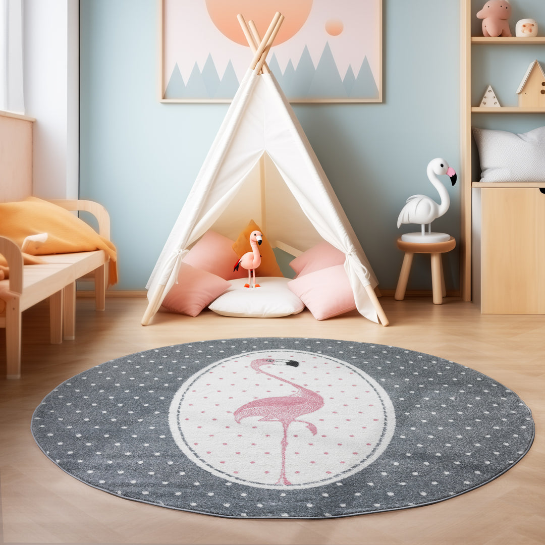 Teppich Kinderzimmer Flamingo Design Kurzflor Kinderteppich mädchen Spielteppich Modern Design Babyzimmer Teppiche für Junge und Mädchen Extra Weich und Antiallergen