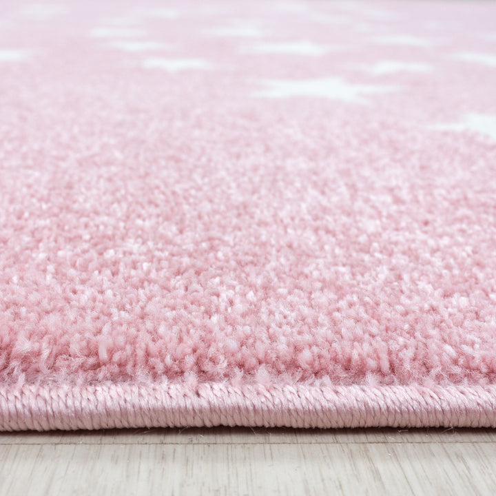 Kinderteppich Kinderzimmer Teppich Kurzflor Spielteppich Weich Stern Motiv Pink
