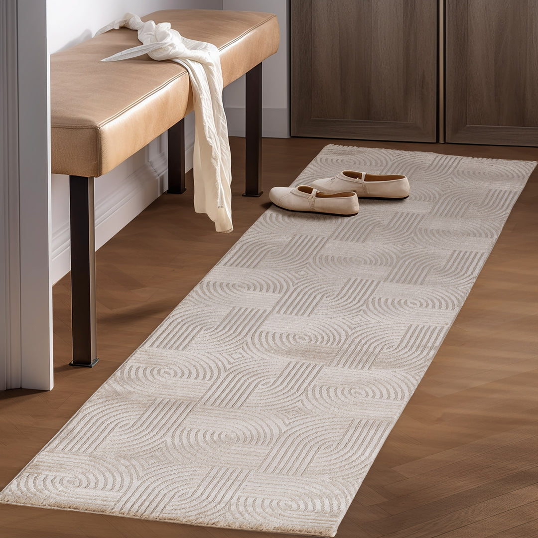 Kurzflor Teppich Wohnzimmer Beige Schlafzimmer Esszimmer Läufer Flur K – Simpex24