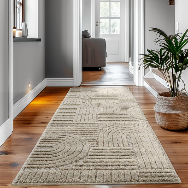 SIMPEX Hochflor Wohnzimmer Teppich, Weich & Flauschig, Skandinavisch Boho Stil, Langflor Shaggy, Pflegeleicht, Jute Rückseite