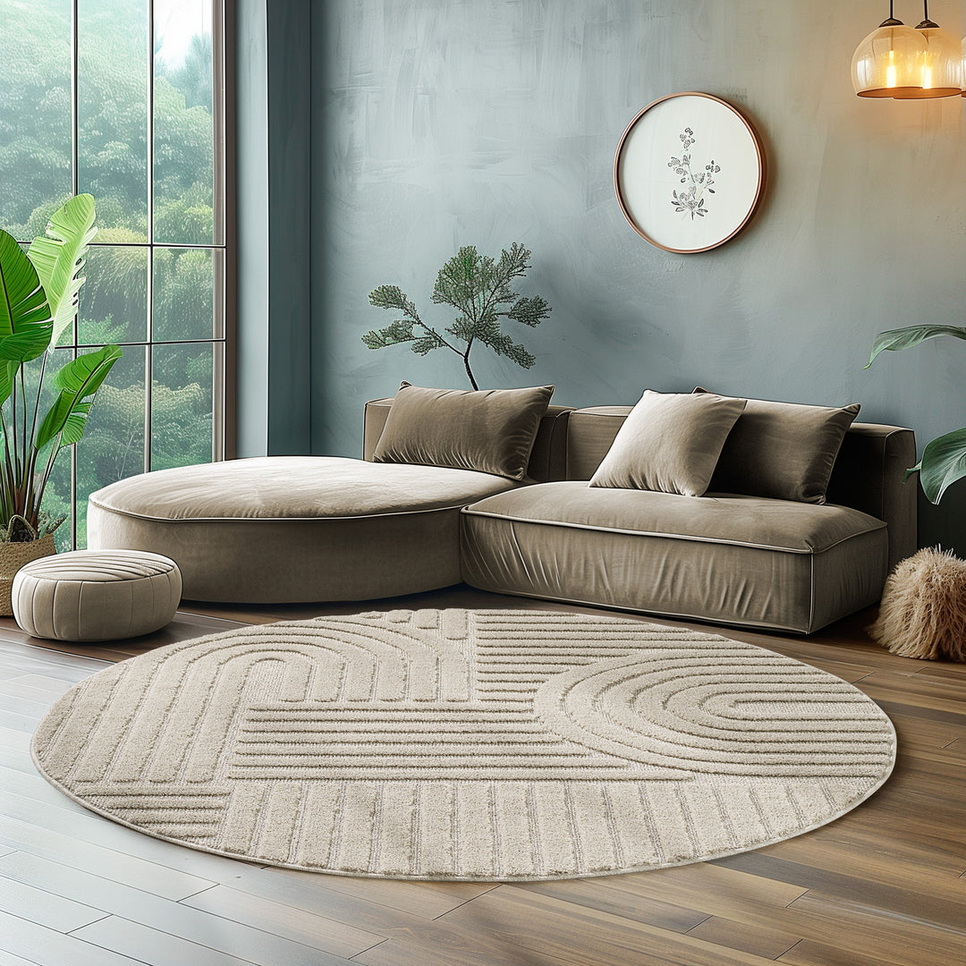 SIMPEX Hochflor Wohnzimmer Teppich, Weich & Flauschig, Skandinavisch Boho Stil, Langflor Shaggy, Pflegeleicht, Jute Rückseite