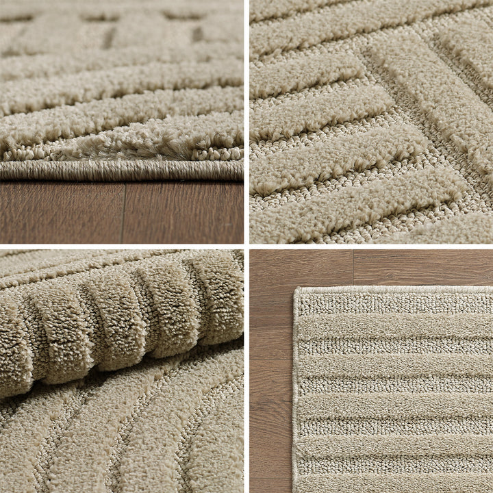 SIMPEX Hochflor Wohnzimmer Teppich, Weich & Flauschig, Skandinavisch Boho Stil, Langflor Shaggy, Pflegeleicht, Jute Rückseite