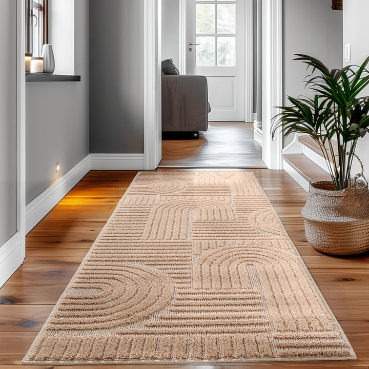 SIMPEX Hochflor Wohnzimmer Teppich, Weich & Flauschig, Skandinavisch Boho Stil, Langflor Shaggy, Pflegeleicht, Jute Rückseite