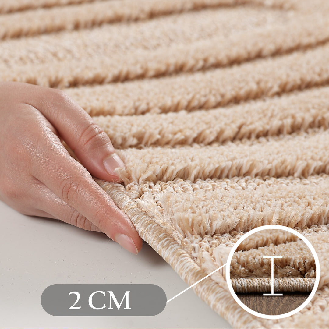 SIMPEX Hochflor Wohnzimmer Teppich, Weich & Flauschig, Skandinavisch Boho Stil, Langflor Shaggy, Pflegeleicht, Jute Rückseite