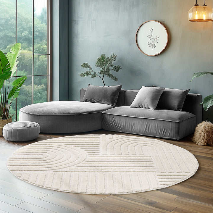 SIMPEX Hochflor Wohnzimmer Teppich, Weich & Flauschig, Skandinavisch Boho Stil, Langflor Shaggy, Pflegeleicht, Jute Rückseite