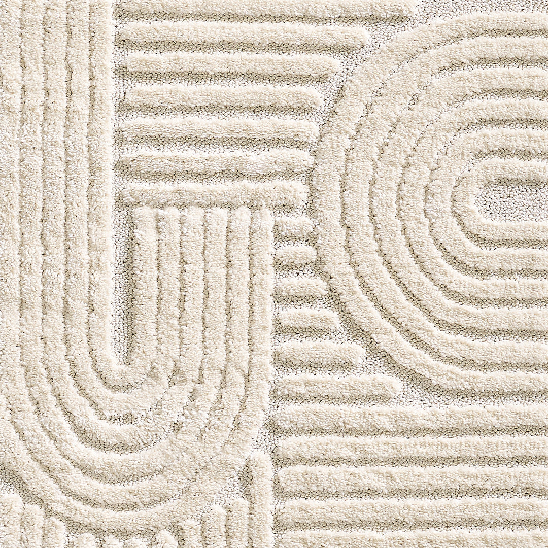 SIMPEX Hochflor Wohnzimmer Teppich, Weich & Flauschig, Skandinavisch Boho Stil, Langflor Shaggy, Pflegeleicht, Jute Rückseite