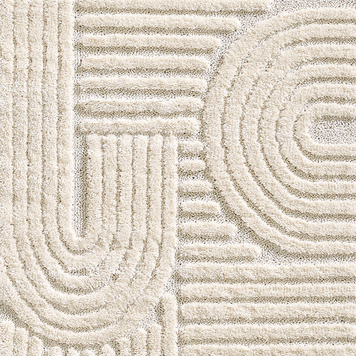 SIMPEX Hochflor Wohnzimmer Teppich, Weich & Flauschig, Skandinavisch Boho Stil, Langflor Shaggy, Pflegeleicht, Jute Rückseite