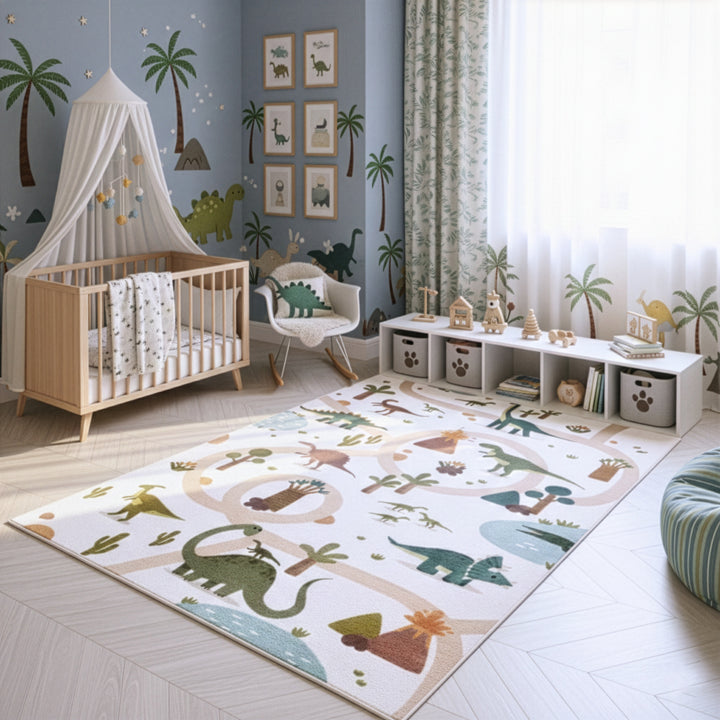 SIMPEX Dino Kinderteppich Spielteppich für Kinderzimmer modernes Motiv