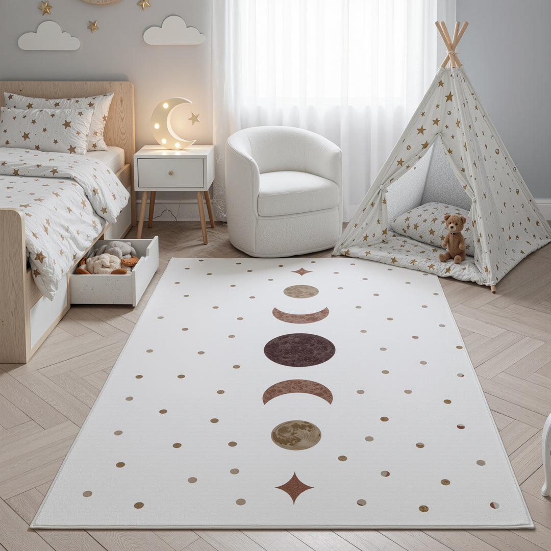 SIMPEX Mond Kinderteppich Spielteppich für Kinderzimmer modernes Motiv