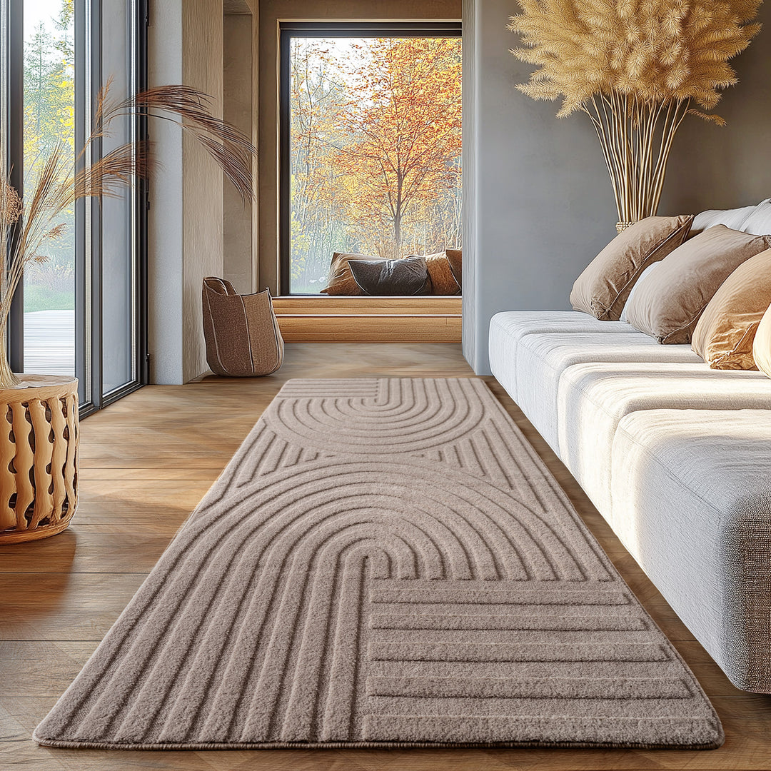 SIMPEX Boho Teppich Weicher Skandinavischer Kurzflor mit 3D-Effekt, Waschbar & Pflegeleicht, Moderner Teppich für Wohnzimmer, Esszimmer oder Schlafzimmer