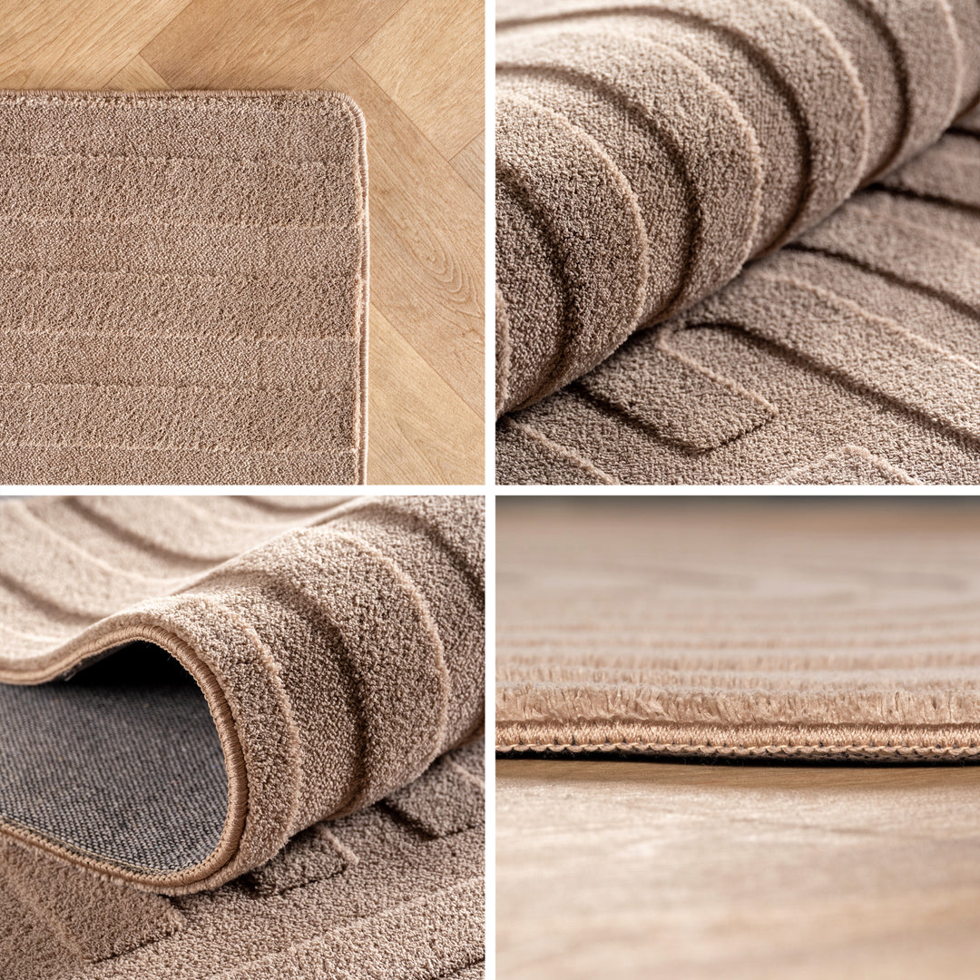 SIMPEX Boho Teppich Weicher Skandinavischer Kurzflor mit 3D-Effekt, Waschbar & Pflegeleicht, Moderner Teppich für Wohnzimmer, Esszimmer oder Schlafzimmer
