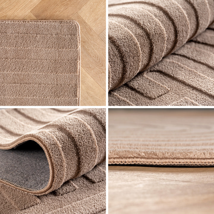 SIMPEX Boho Teppich Weicher Skandinavischer Kurzflor mit 3D-Effekt, Waschbar & Pflegeleicht, Moderner Teppich für Wohnzimmer, Esszimmer oder Schlafzimmer