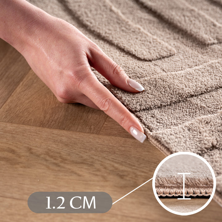 SIMPEX Boho Teppich Weicher Skandinavischer Kurzflor mit 3D-Effekt, Waschbar & Pflegeleicht, Moderner Teppich für Wohnzimmer, Esszimmer oder Schlafzimmer