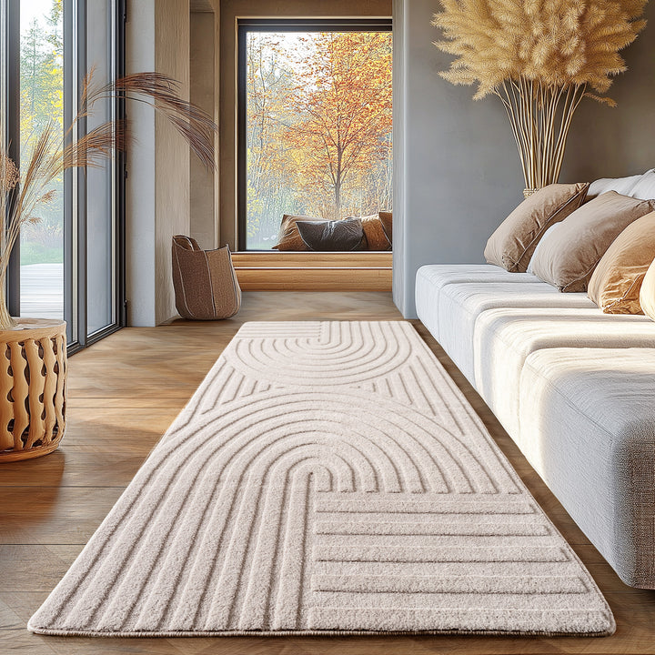 SIMPEX Boho Teppich Weicher Skandinavischer Kurzflor mit 3D-Effekt, Waschbar & Pflegeleicht, Moderner Teppich für Wohnzimmer, Esszimmer oder Schlafzimmer
