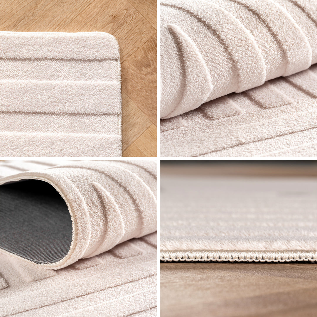 SIMPEX Boho Teppich Weicher Skandinavischer Kurzflor mit 3D-Effekt, Waschbar & Pflegeleicht, Moderner Teppich für Wohnzimmer, Esszimmer oder Schlafzimmer