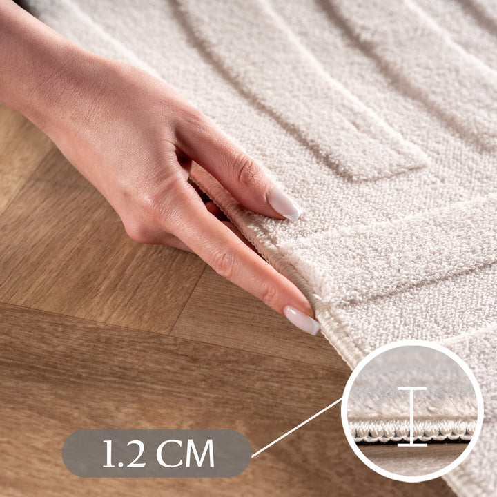 SIMPEX Boho Teppich Weicher Skandinavischer Kurzflor mit 3D-Effekt, Waschbar & Pflegeleicht, Moderner Teppich für Wohnzimmer, Esszimmer oder Schlafzimmer