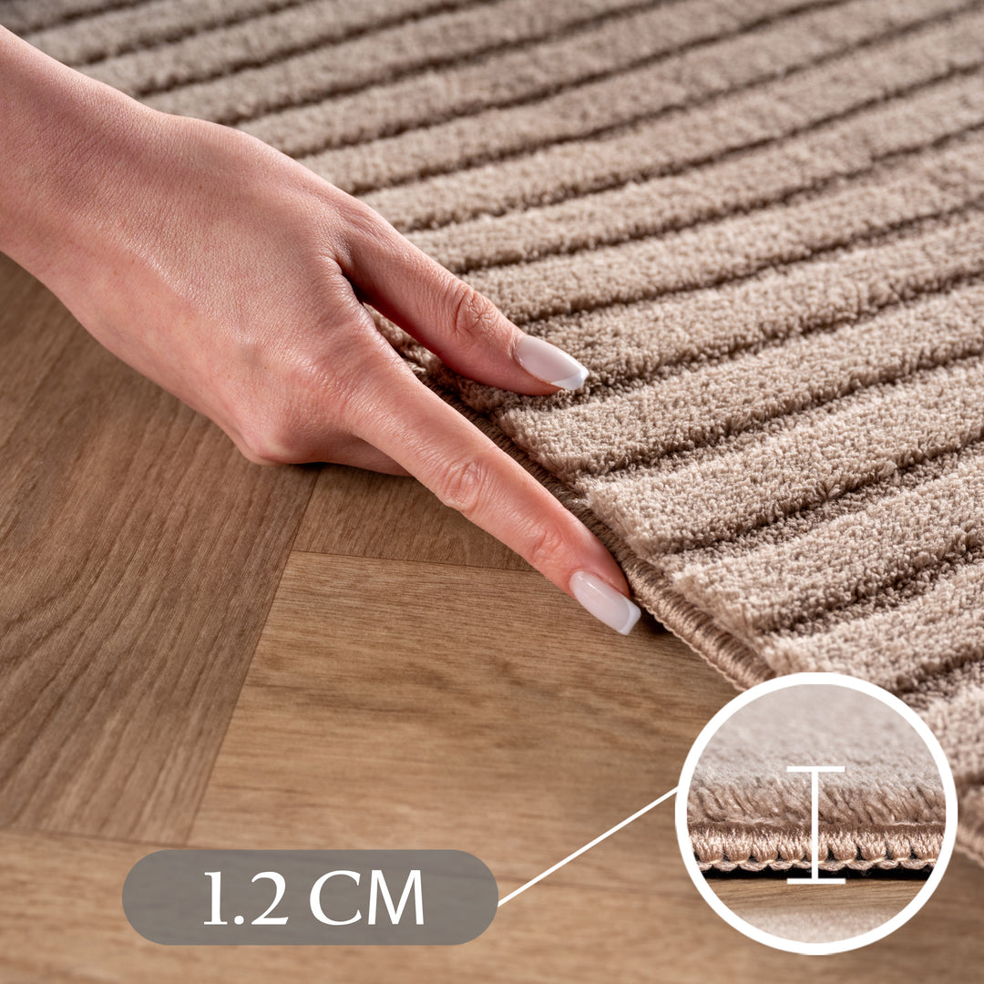 Simpex24 Einfarbiger Skandinavischer Boho Teppich Beige Creme, Weicher Waschbarer Deko Teppich mit 3D-Effekt, Pflegeleichter Läufer für Wohnzimmer und Schlafzimmer