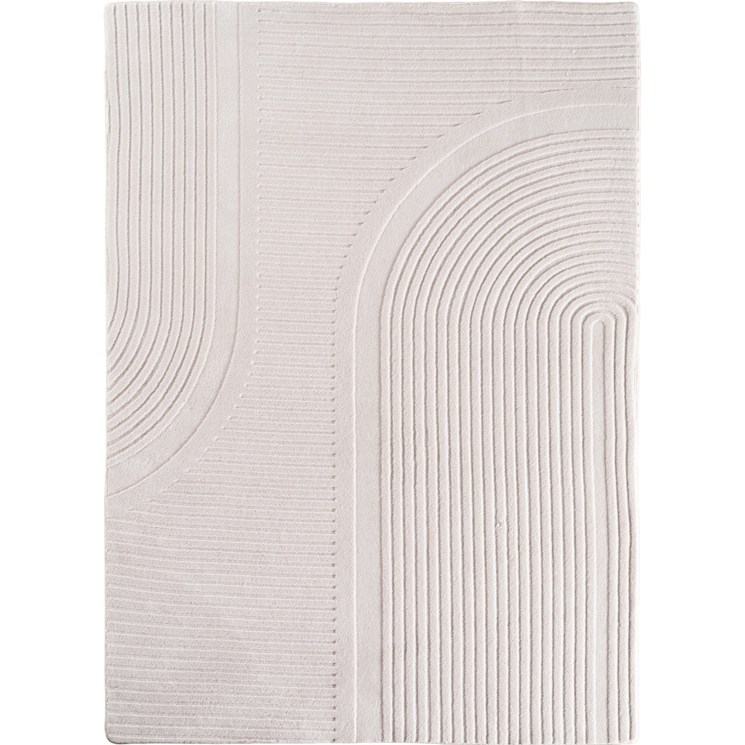 Simpex24 Einfarbiger Skandinavischer Boho Teppich Beige Creme, Weicher Waschbarer Deko Teppich mit 3D-Effekt, Pflegeleichter Läufer für Wohnzimmer und Schlafzimmer