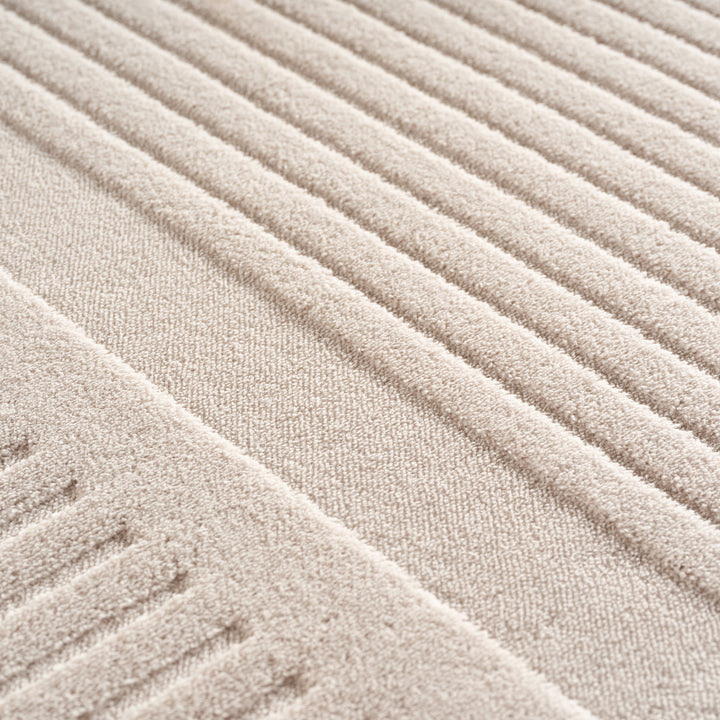 Simpex24 Einfarbiger Skandinavischer Boho Teppich Beige Creme, Weicher Waschbarer Deko Teppich mit 3D-Effekt, Pflegeleichter Läufer für Wohnzimmer und Schlafzimmer