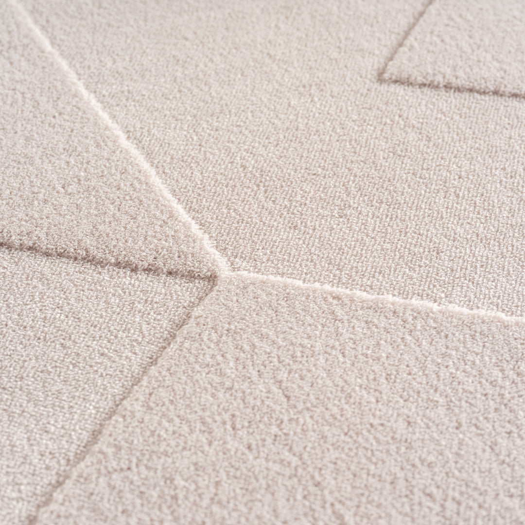 Simpex24 Boho Teppich mit Geometrischem Design, Einfarbig Beige - Creme, Weicher & Pflegeleichter Deko Teppich, Waschbarer Teppich mit 3D-Effekt für Wohnzimmer und Schlafzimmer