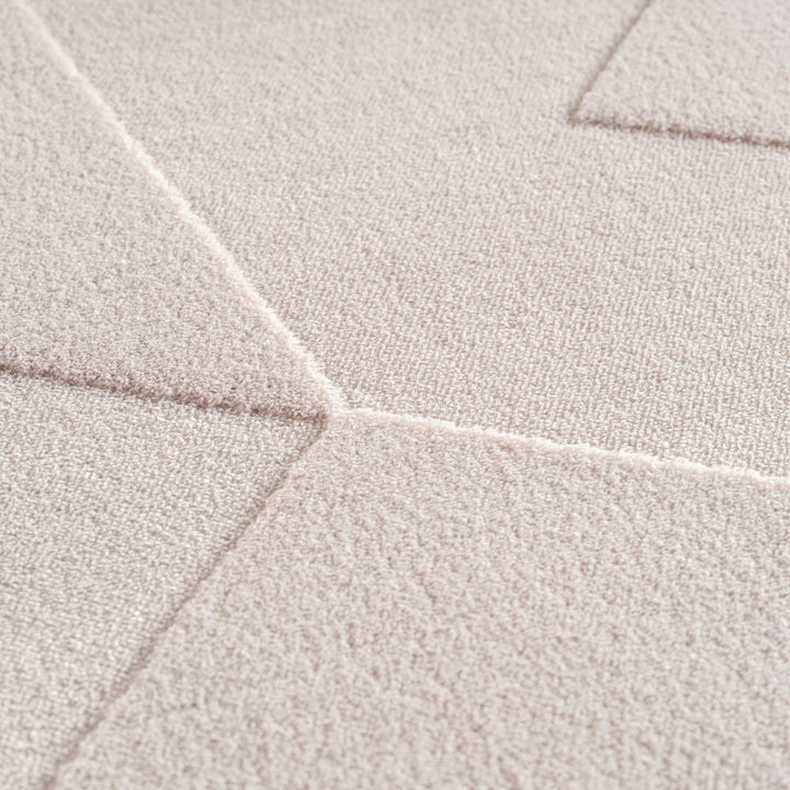 Simpex24 Boho Teppich mit Geometrischem Design, Einfarbig Beige - Creme, Weicher & Pflegeleichter Deko Teppich, Waschbarer Teppich mit 3D-Effekt für Wohnzimmer und Schlafzimmer