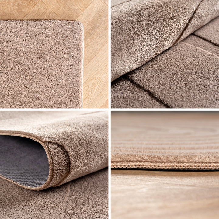 SIMPEX Boho Teppich Weicher Skandinavischer Kurzflor mit 3D-Effekt, Waschbar & Pflegeleicht, Moderner Teppich für Wohnzimmer, Esszimmer oder Schlafzimmer