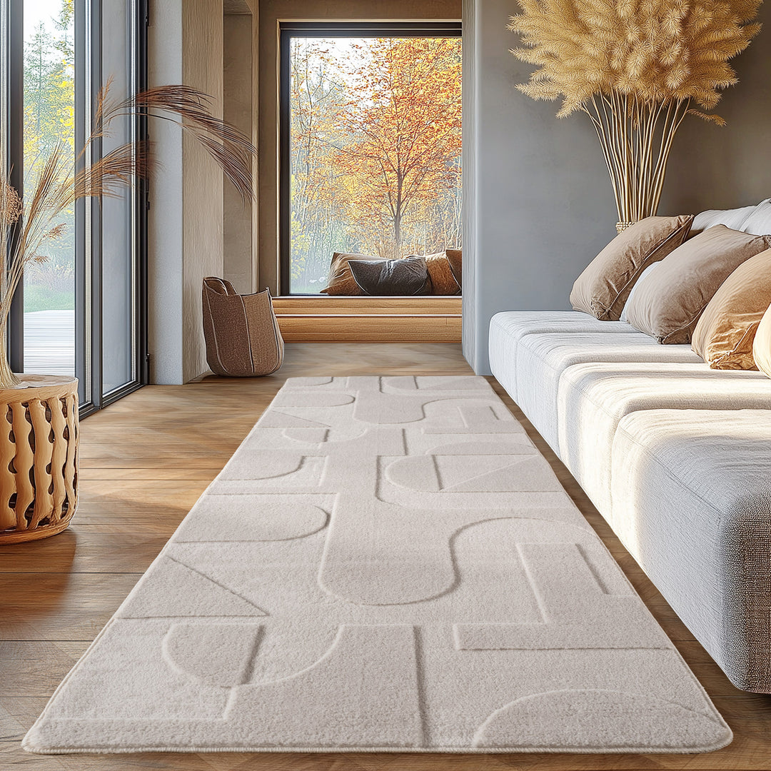 SIMPEX Boho Teppich Weicher Skandinavischer Kurzflor mit 3D-Effekt, Waschbar & Pflegeleicht, Moderner Teppich für Wohnzimmer, Esszimmer oder Schlafzimmer