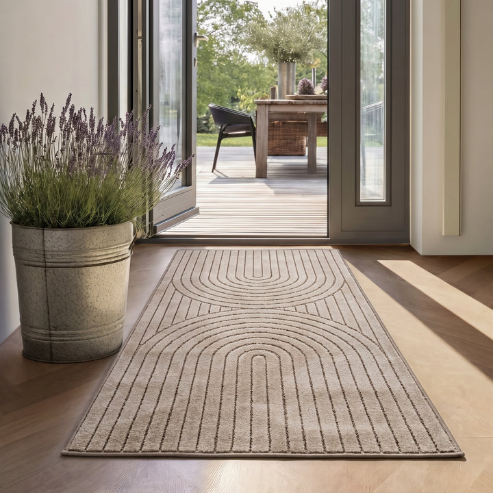 SIMPEX Outdoor Teppich Wetterfest Wohnzimmer & Outdoor geeignet Waschbar Beige