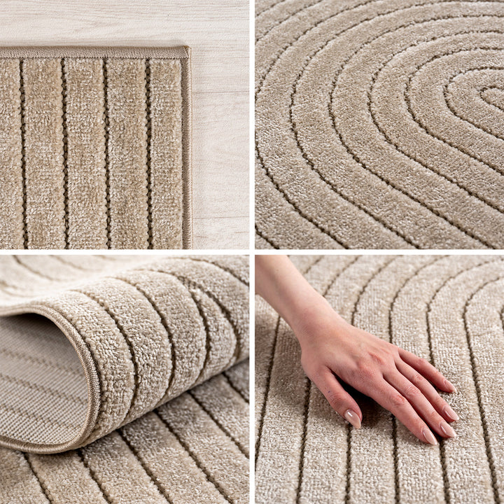 SIMPEX Outdoor Teppich Wetterfest Wohnzimmer & Outdoor geeignet Waschbar Beige
