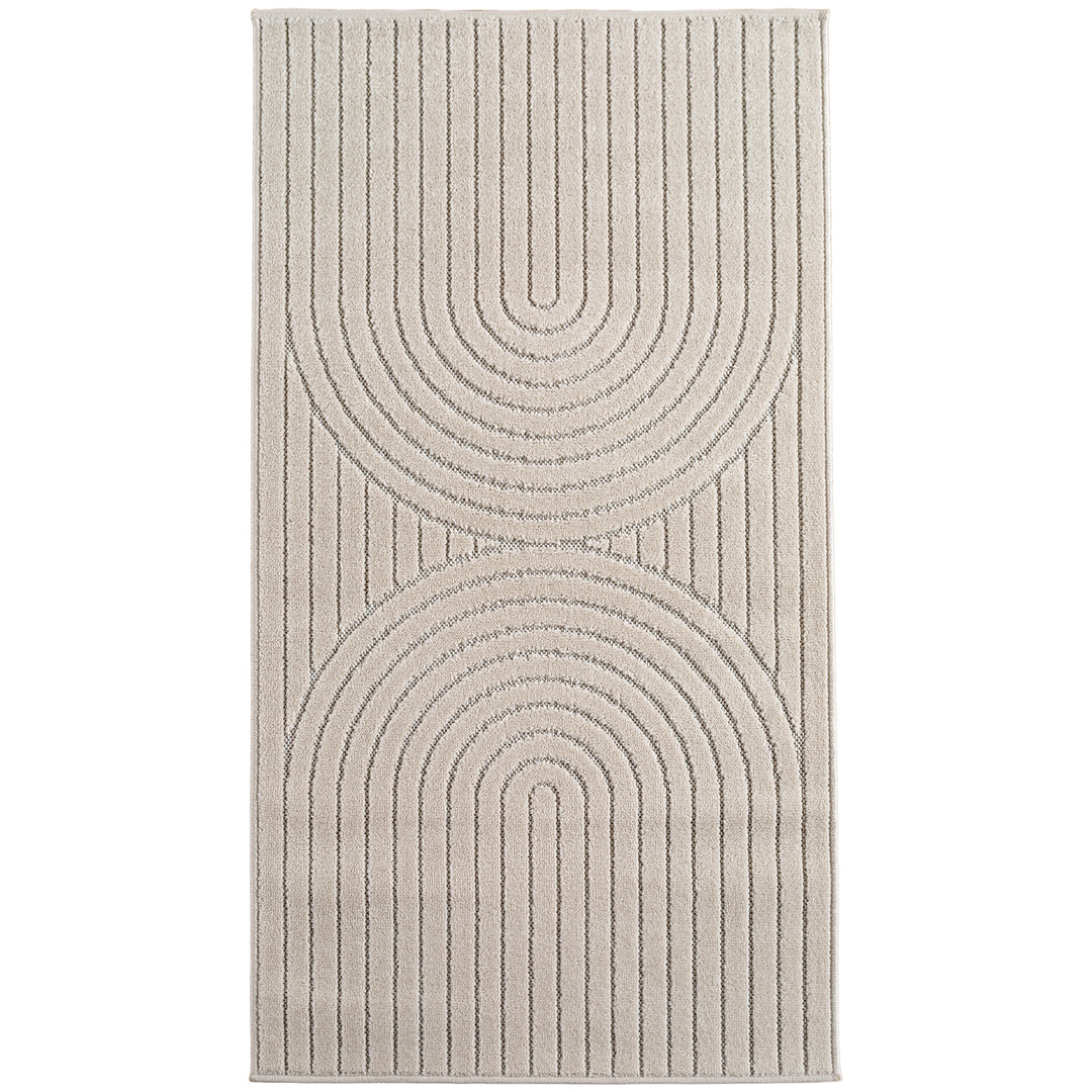 SIMPEX Outdoor Teppich Wetterfest Wohnzimmer & Outdoor geeignet Waschbar Creme