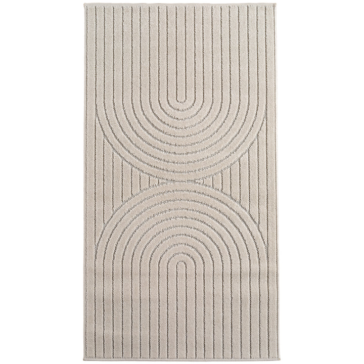SIMPEX Outdoor Teppich Wetterfest Wohnzimmer & Outdoor geeignet Waschbar Creme