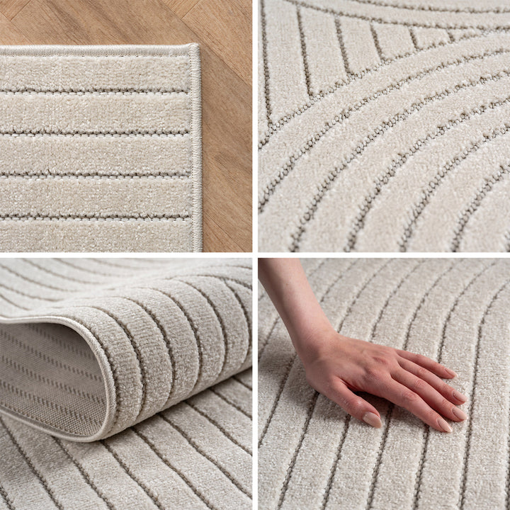 SIMPEX Outdoor Teppich Wetterfest Wohnzimmer & Outdoor geeignet Waschbar Creme