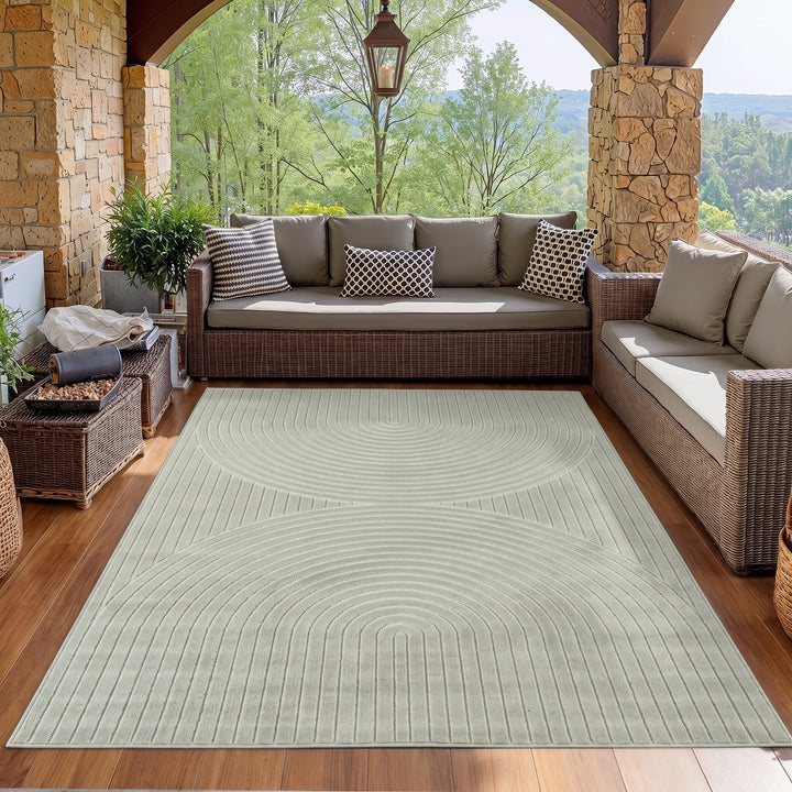 SIMPEX Kurzflor Teppich Wohnzimmer Schlafzimmer 3D Hoch-Tief-Effekt, Skandinavisch Boho Motiv, für Outdoor Bereich geeignet Terrassen oder im Balkon