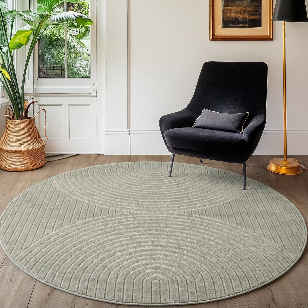 SIMPEX Kurzflor Teppich Wohnzimmer Schlafzimmer 3D Hoch-Tief-Effekt, Skandinavisch Boho Motiv, für Outdoor Bereich geeignet Terrassen oder im Balkon