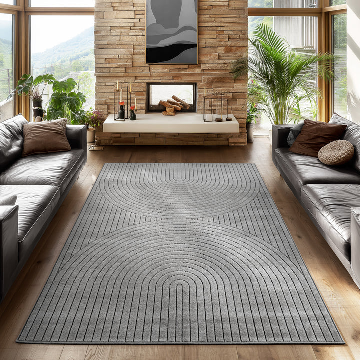 SIMPEX Outdoor Teppich Wetterfest Wohnzimmer & Outdoor geeignet Waschbar Grau