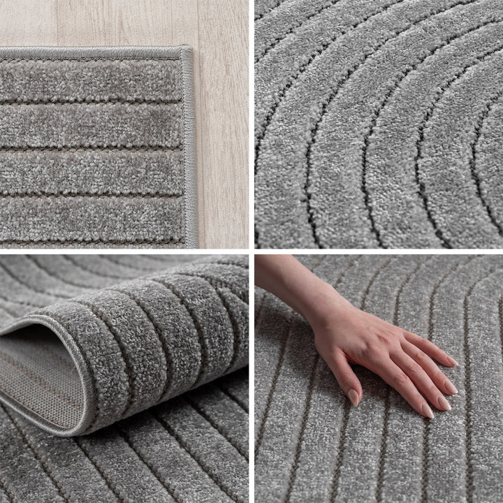 SIMPEX Outdoor Teppich Wetterfest Wohnzimmer & Outdoor geeignet Waschbar Grau