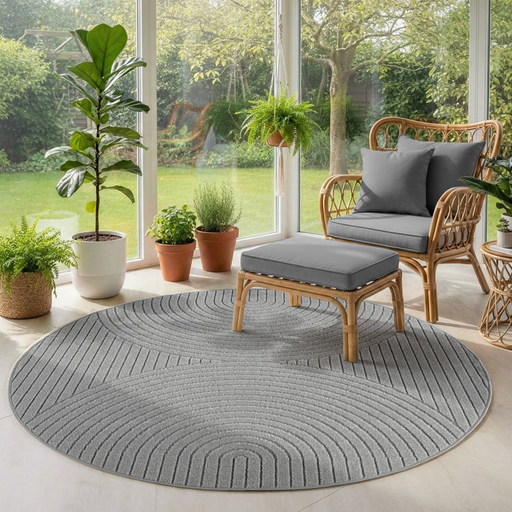 SIMPEX Outdoor Teppich Wetterfest Wohnzimmer & Outdoor geeignet Waschbar Grau