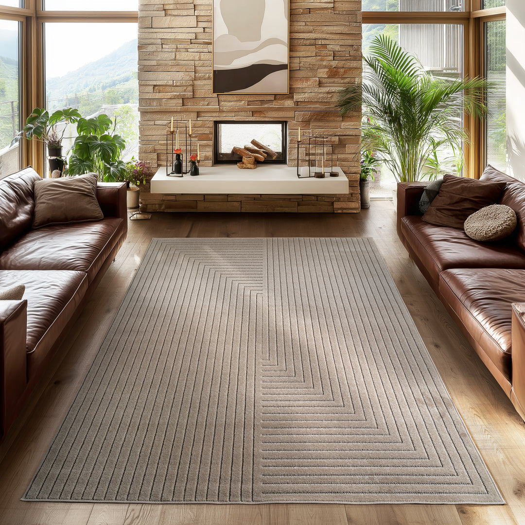 SIMPEX Outdoor Teppich Wetterfest Wohnzimmer & Outdoor geeignet Waschbar Beige