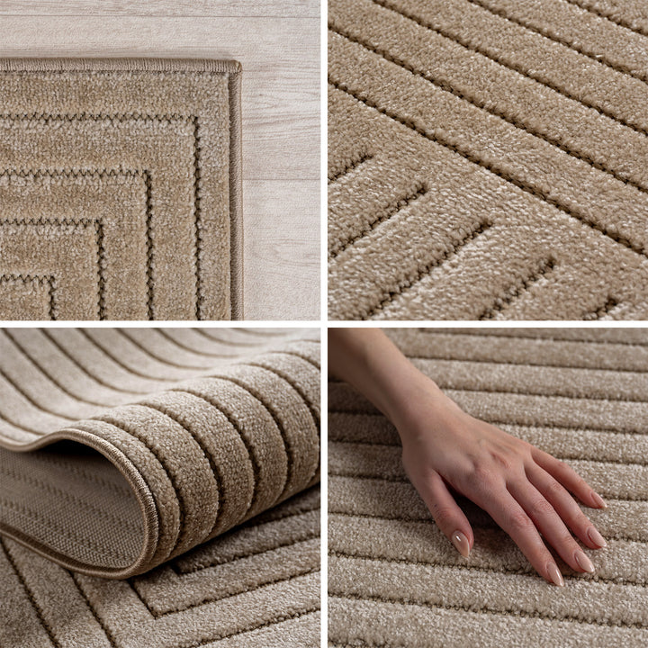 SIMPEX Outdoor Teppich Wetterfest Wohnzimmer & Outdoor geeignet Waschbar Beige