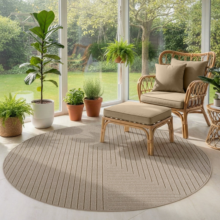 SIMPEX Outdoor Teppich Wetterfest Wohnzimmer & Outdoor geeignet Waschbar Beige