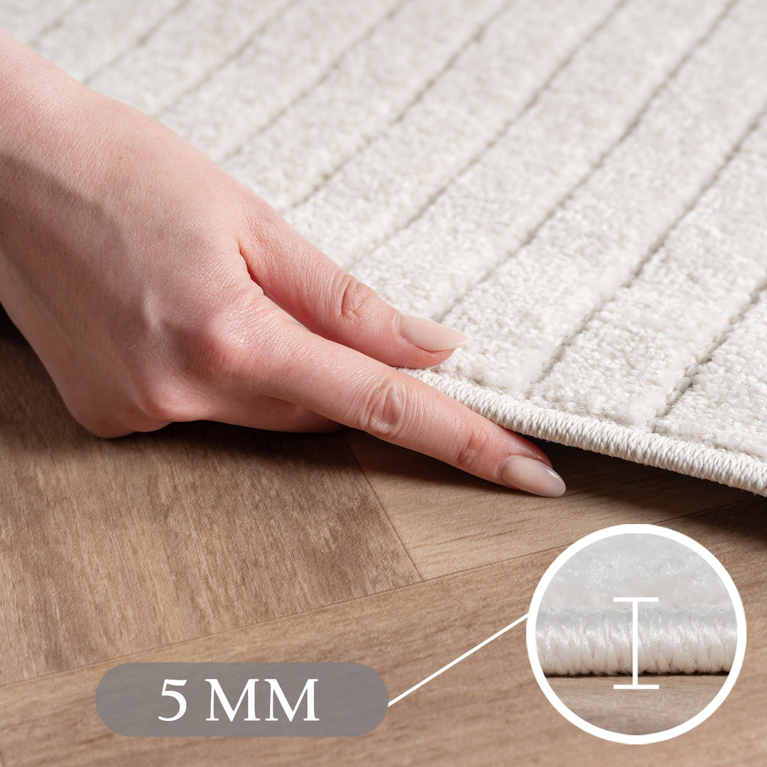 SIMPEX Outdoor Teppich Wetterfest Wohnzimmer & Outdoor geeignet Waschbar Creme