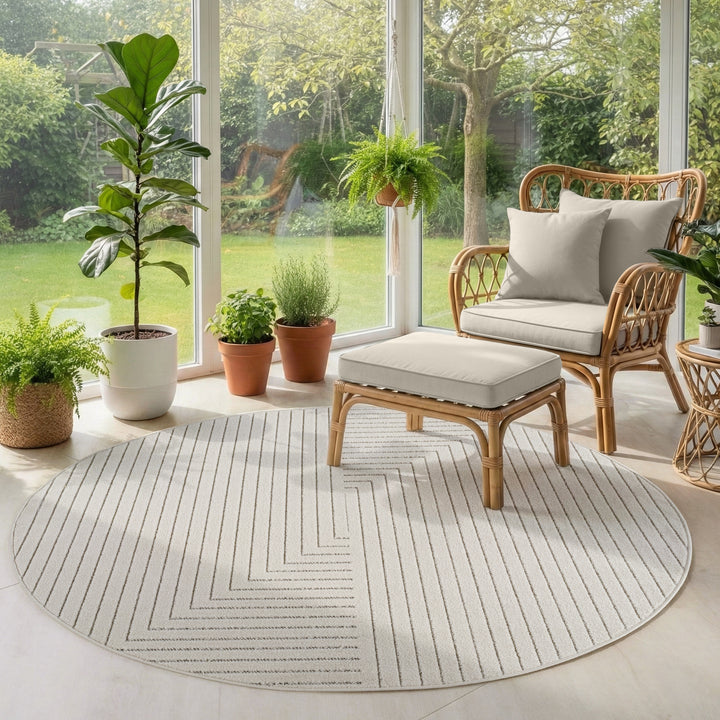 SIMPEX Outdoor Teppich Wetterfest Wohnzimmer & Outdoor geeignet Waschbar Creme
