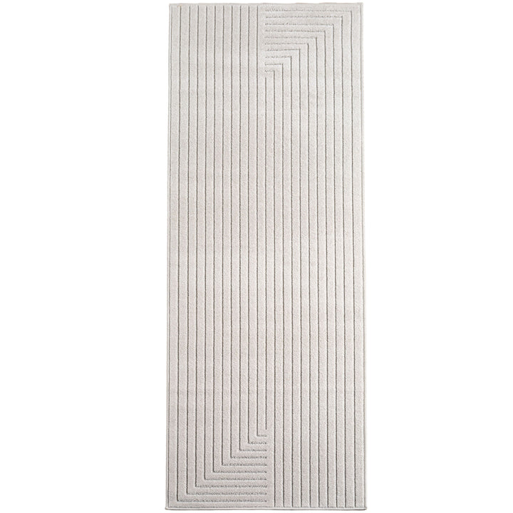 SIMPEX Outdoor Teppich Wetterfest Wohnzimmer & Outdoor geeignet Waschbar Creme