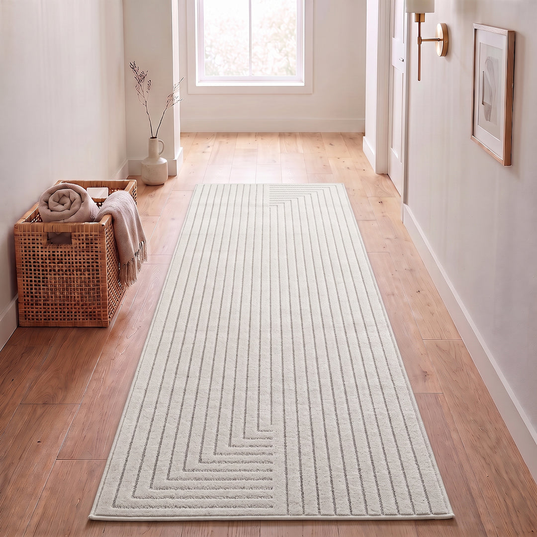 SIMPEX Outdoor Teppich Wetterfest Wohnzimmer & Outdoor geeignet Waschbar Creme