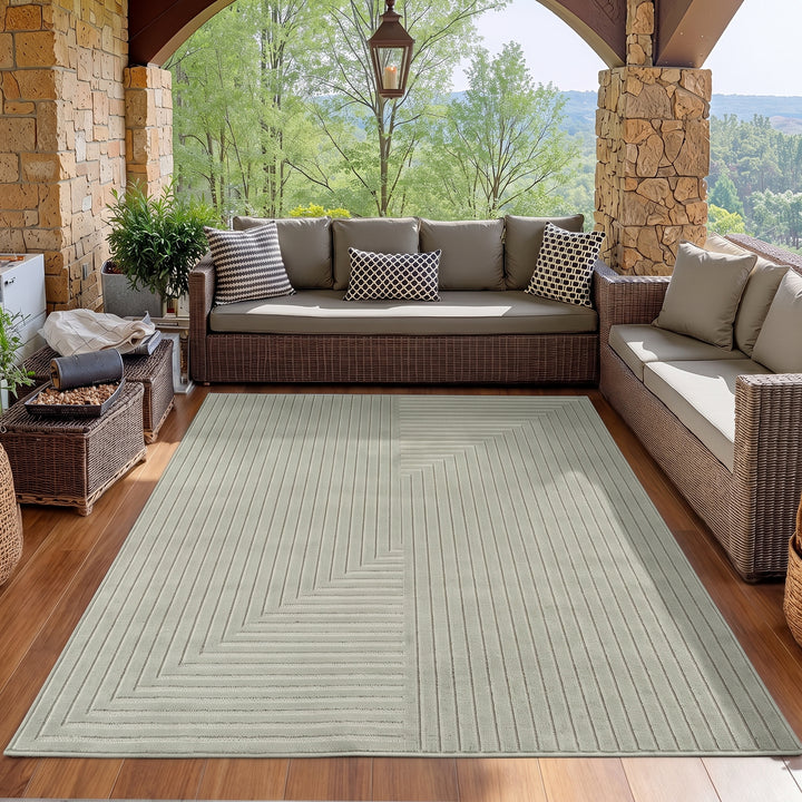 SIMPEX Kurzflor Teppich Wohnzimmer Schlafzimmer 3D Hoch-Tief-Effekt, Skandinavisch Boho Motiv, für Outdoor Bereich geeignet Terrassen oder im Balkon