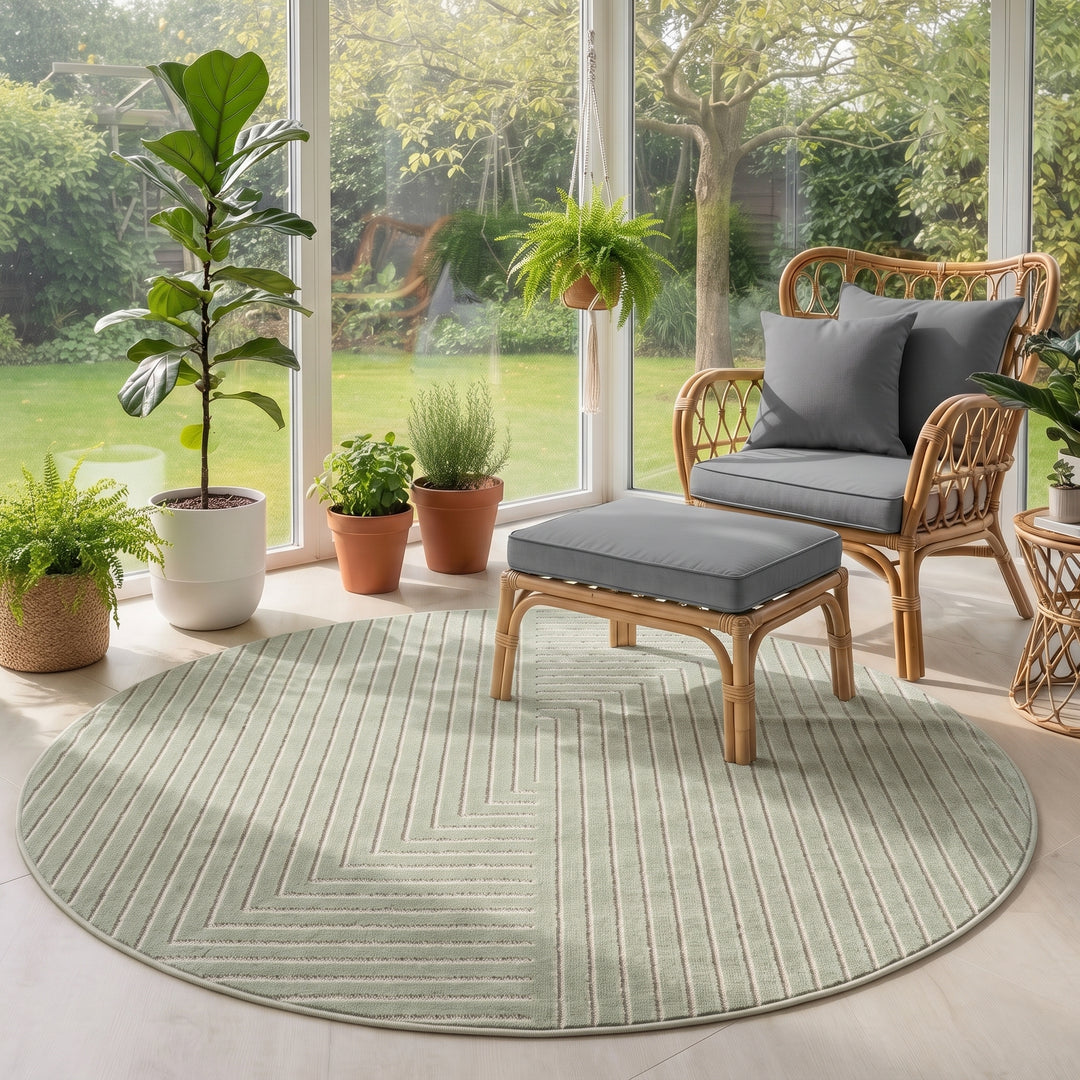 SIMPEX Kurzflor Teppich Wohnzimmer Schlafzimmer 3D Hoch-Tief-Effekt, Skandinavisch Boho Motiv, für Outdoor Bereich geeignet Terrassen oder im Balkon